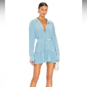 Norma Kamali oversized boyfriend shirt dress in powder blue